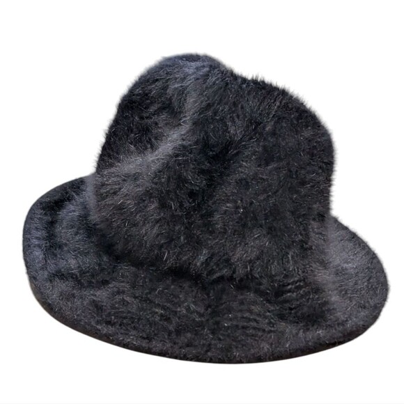Kangol angora blend bucket hat Elegant Black Fur luxury England stylish Retro - Picture 1 of 9